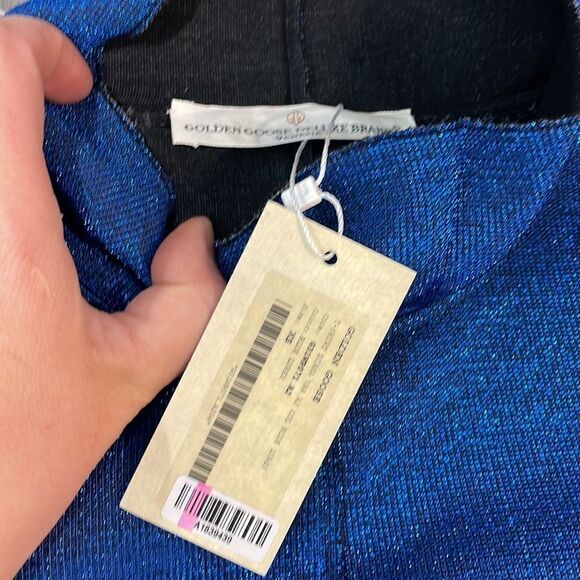 GOLDEN GOOSE Neon Blue Diana Lurex Neoprene Top Size XS Mock Neck Sweatshirt - Picture 5 of 11